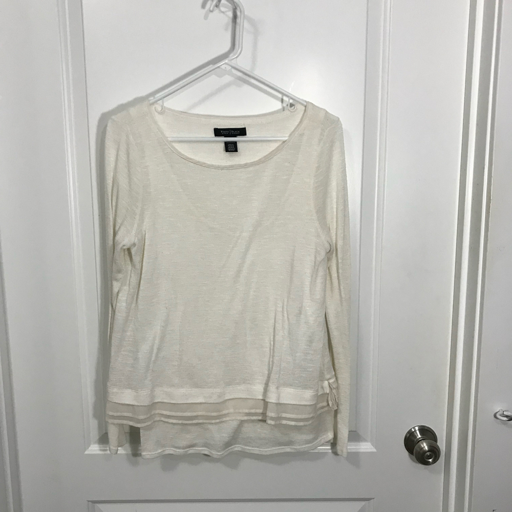 White House Black Market Women’s Off -White Two Layer  Top Size Medium